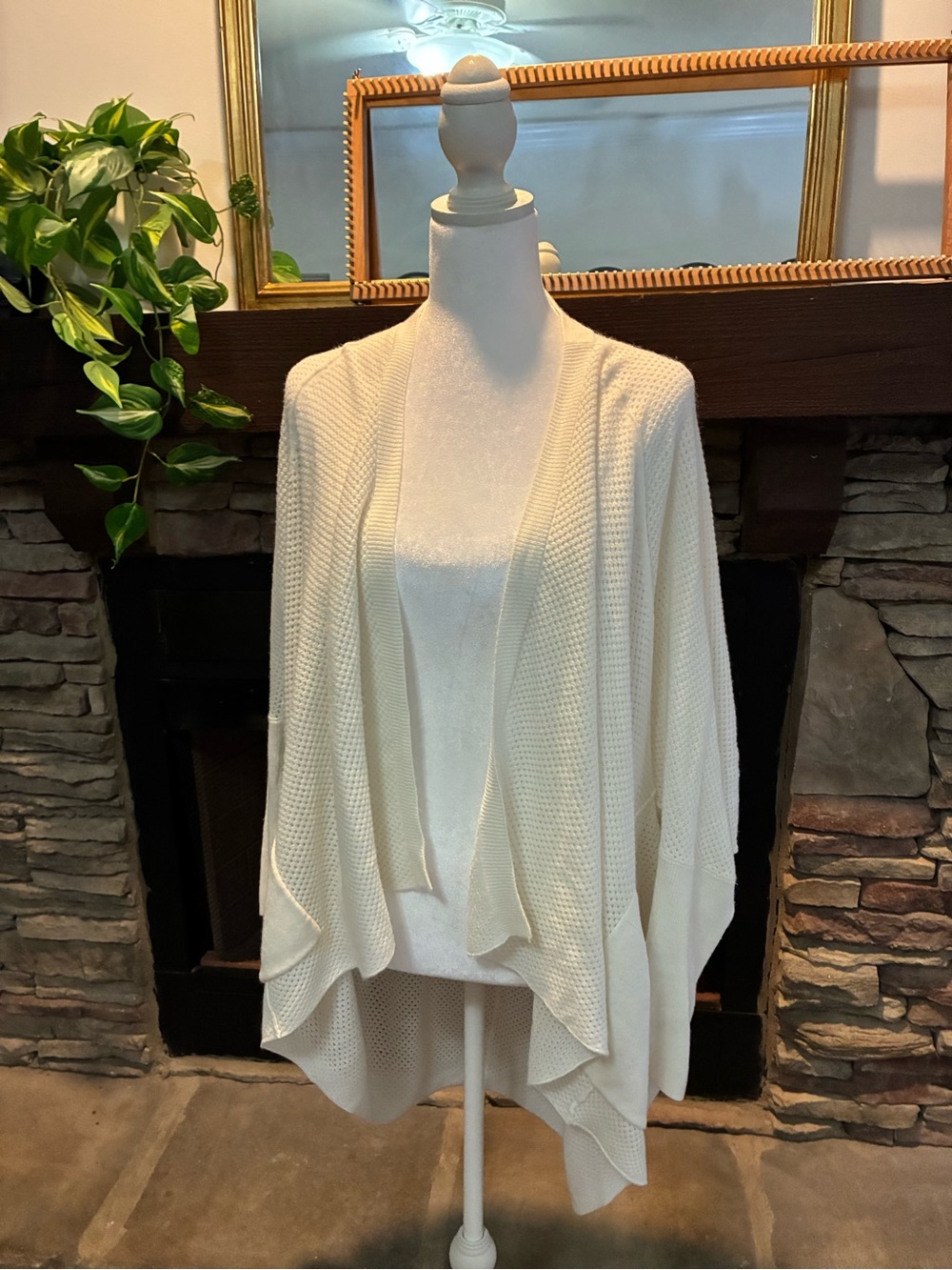 Sweet Romeo Cream Open-Front Knit Cardigan